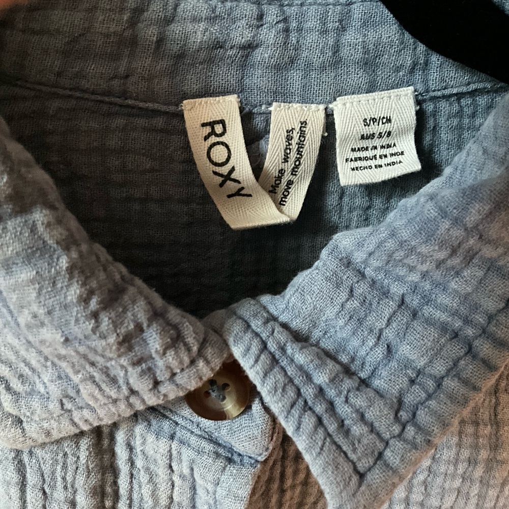Roxy Light Blue Button-Down Indian Cotton Long Sl… - image 7